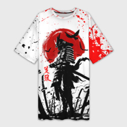 Платье-футболка 3D Ghost of Tsushima: самурай на фоне красного солнца