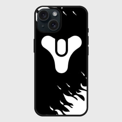 Чехол силиконовый для Apple iPhone 15 матовый Destiny 2 logo white fire