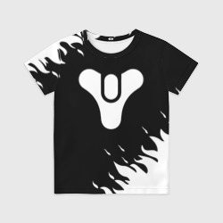 Детская футболка 3D Destiny 2 logo white fire