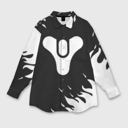 Мужская рубашка oversize 3D Destiny 2 logo white fire