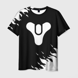 Мужская футболка 3D Destiny 2 logo white fire