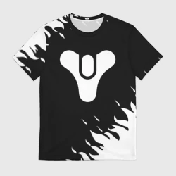 Мужская футболка 3D Destiny 2 logo white fire
