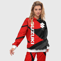Женский костюм с толстовкой 3D Suzuki Сузуки red logo - фото 2
