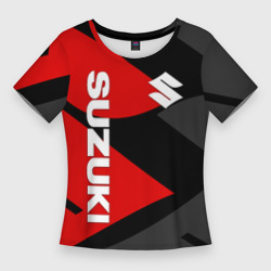 Женская футболка 3D Slim Suzuki Сузуки red logo