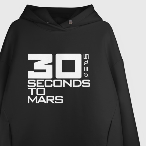 Женское худи Oversize хлопок 30 Seconds To Mars logo, цвет черный - фото 3