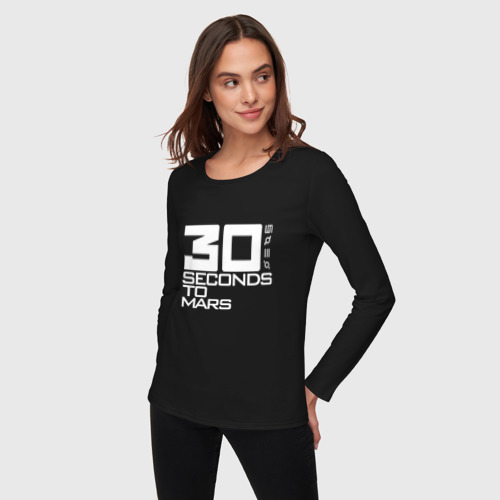 Женский лонгслив хлопок с принтом 30 Seconds To Mars logo, фото на моделе #1