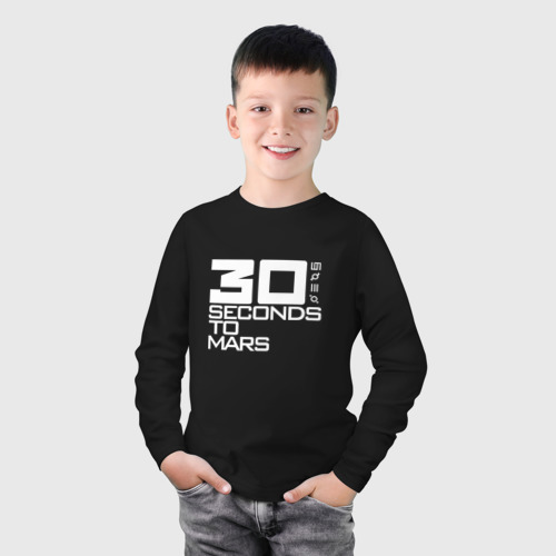Детский лонгслив хлопок 30 Seconds To Mars logo, цвет черный - фото 3