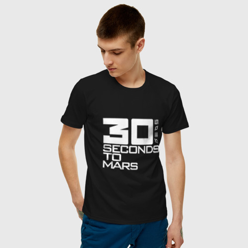 Мужская футболка хлопок 30 Seconds To Mars logo, цвет черный - фото 3