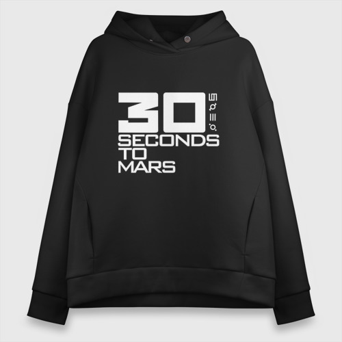 Женское худи Oversize хлопок 30 Seconds To Mars logo, цвет черный