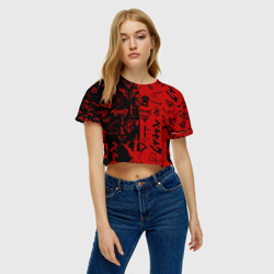 Женская футболка Crop-top 3D Berserk black red Берсерк паттерн - фото 2