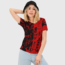 Женская футболка 3D Slim Berserk black red Берсерк паттерн - фото 2