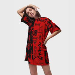 Платье-футболка 3D Berserk black red Берсерк паттерн - фото 2