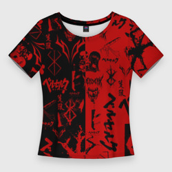 Женская футболка 3D Slim Berserk black red Берсерк паттерн