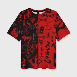 Женская футболка oversize 3D Berserk black red Берсерк паттерн