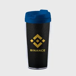 Термокружка-непроливайка Бинанс лого carbon Binance logo