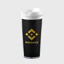 Термокружка-непроливайка Бинанс лого carbon Binance logo