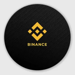 Круглый коврик для мышки Бинанс лого carbon Binance logo