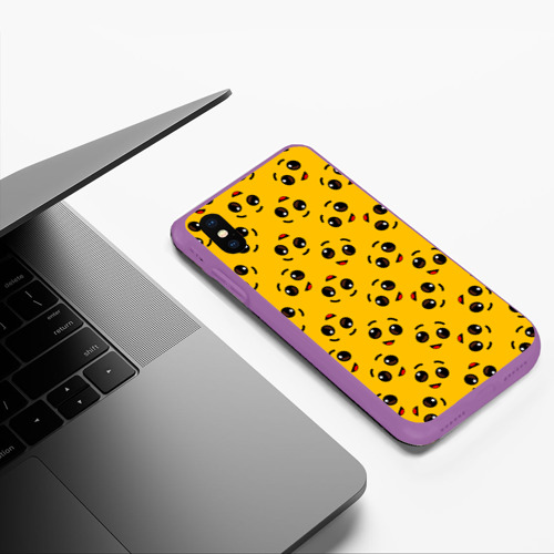 Чехол для iPhone XS Max матовый Fortnite banana face pattern Фортнайт лицо банана, цвет фиолетовый - фото 5