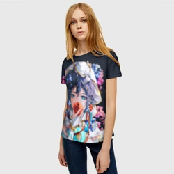 Женская футболка 3D Venti gi ест яблоко Genshin Impact Геншин Импакт - фото 2