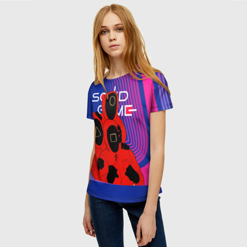 Женская футболка 3D Игра в кальмара 3 персонажа, цвет 3D печать - фото 3