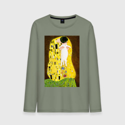Мужской лонгслив хлопок Густав Климт влюблённые поцелуй с котом