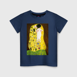 Детская футболка хлопок Густав Климт влюблённые поцелуй с котом 