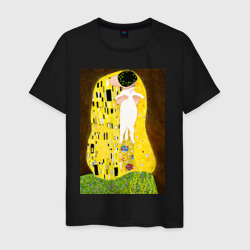 Мужская футболка хлопок Густав Климт влюблённые поцелуй с котом