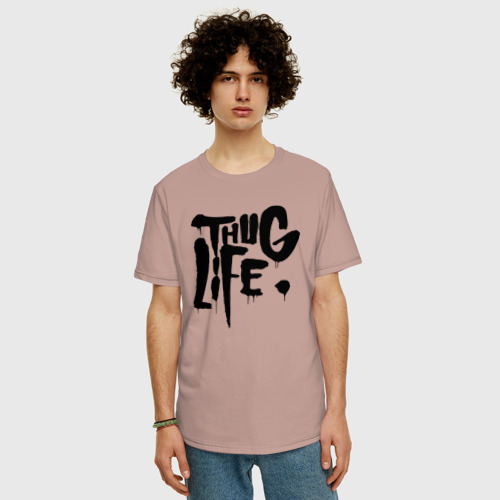 Мужская футболка хлопок Oversize с принтом Thug life | Жизнь Головореза, фото на моделе #1