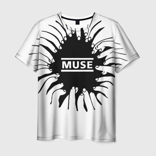 Мужская футболка с принтом Muse пальцы, вид спереди №1