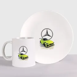 Набор: тарелка + кружка Mercedes V8 Biturbo racing