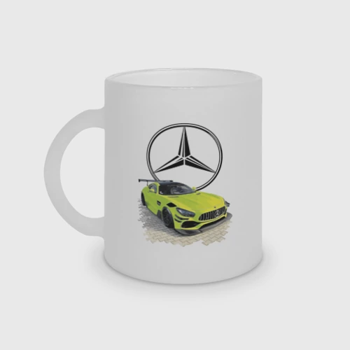 Кружка матовая стеклянная Mercedes V8 Biturbo racing
