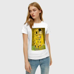 Женская футболка хлопок Поцелуй картина Климта - фото 2