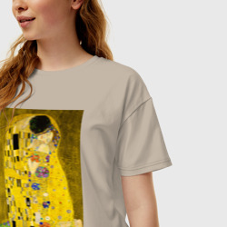 Женская футболка хлопок Oversize Поцелуй картина Климта - фото 2