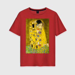 Женская футболка хлопок Oversize Поцелуй картина Климта