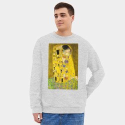 Мужской свитшот oversize без начеса хлопок Поцелуй картина Климта - фото 2