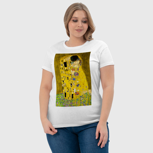 Женская футболка хлопок Поцелуй картина Климта, цвет белый - фото 6