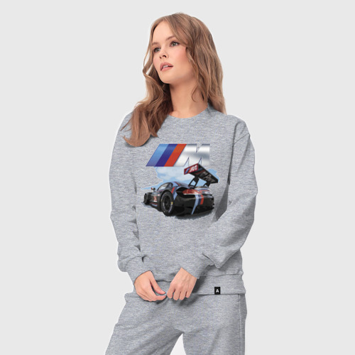 Женский костюм хлопок с принтом BMW M POWER Motorsport Racing Team, вид сбоку #3