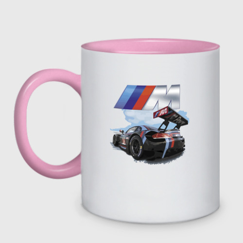 Кружка двухцветная BmW m power motorsport Racing Team, цвет белый + розовый
