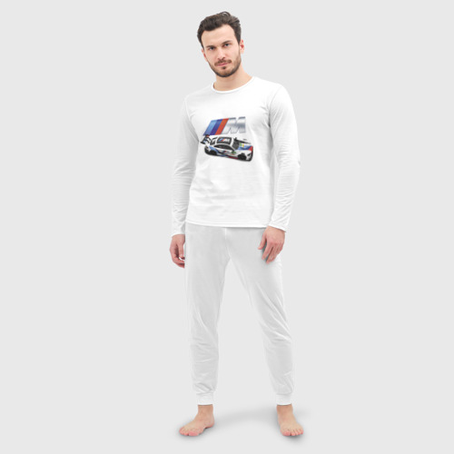 Мужская пижама с лонгсливом хлопок BMW great racing team, цвет белый - фото 3