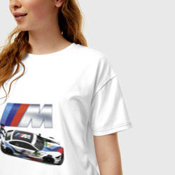 Женская футболка хлопок Oversize BMW great racing team - фото 2