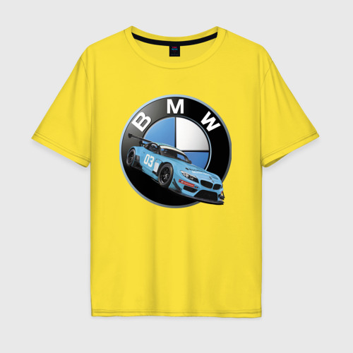 Мужская футболка хлопок Oversize с принтом BMW самая престижная марка автомобиля, вид спереди #2