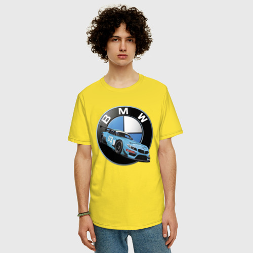 Мужская футболка хлопок Oversize с принтом BMW самая престижная марка автомобиля, фото на моделе #1