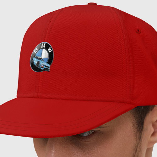 Кепка снепбек с прямым козырьком BMW самая престижная марка автомобиля, цвет красный