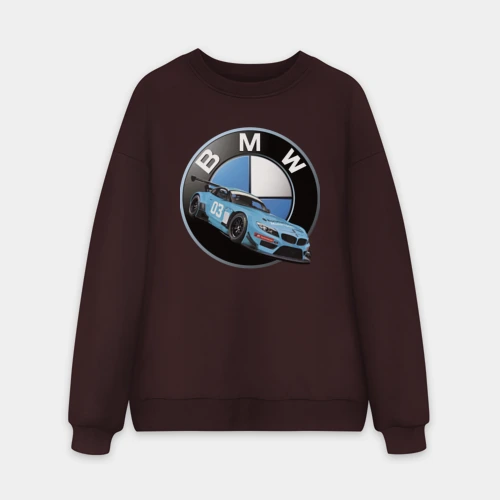 Мужской свитшот oversize без начеса хлопок BMW самая престижная марка автомобиля