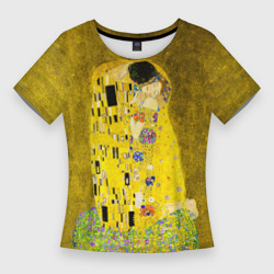 Женская футболка 3D Slim Влюблённые поцелуй художник Климт
