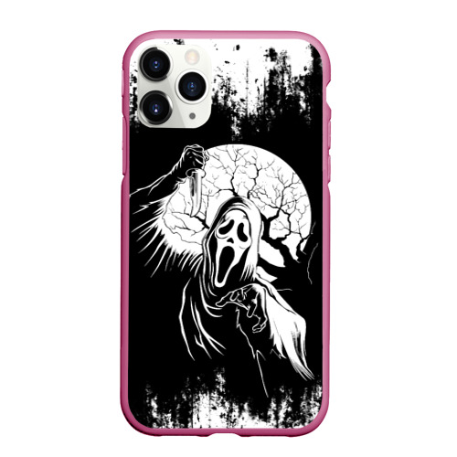 Чехол для iPhone 11 Pro матовый Крик Хэллоуин Хоррор Scream Halloween, цвет малиновый