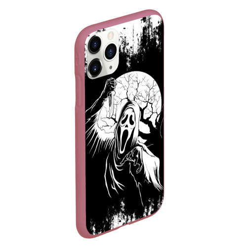 Чехол для iPhone 11 Pro матовый Крик Хэллоуин Хоррор Scream Halloween, цвет малиновый - фото 3