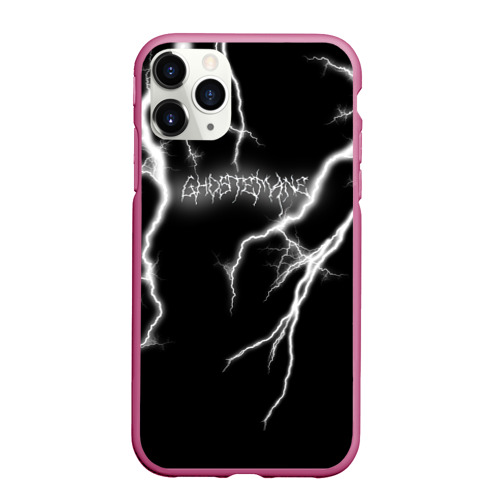 Чехол для iPhone 11 Pro Max матовый Ghostemane Lightning Гостмейн Молния Надпись, цвет малиновый