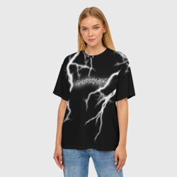 Женская футболка oversize 3D Ghostemane Lightning Гостмейн Молния Надпись - фото 2