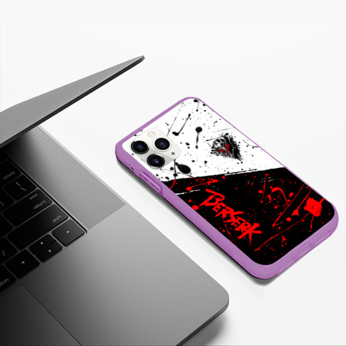 Чехол для iPhone 11 Pro Max матовый Berserk: Черная маска, цвет фиолетовый - фото 5